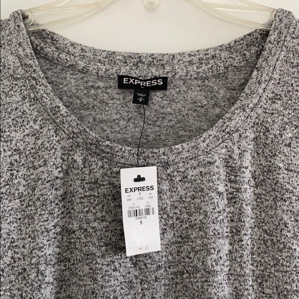 Express Marled Gray Ruffle Sleeve Tunic Dress - Picture 3 of 7